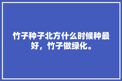 竹子种子北方什么时候种最好，竹子做绿化。