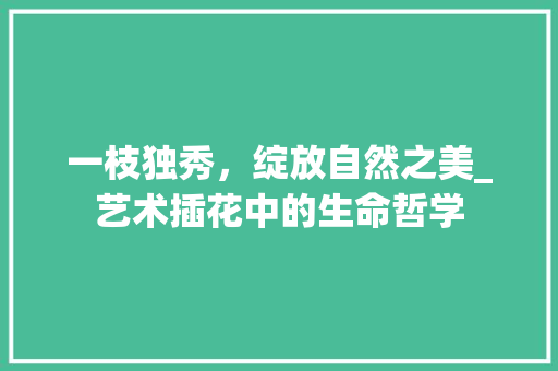 一枝独秀，绽放自然之美_艺术插花中的生命哲学