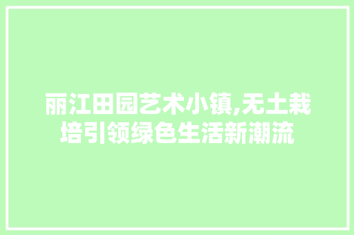 丽江田园艺术小镇,无土栽培引领绿色生活新潮流