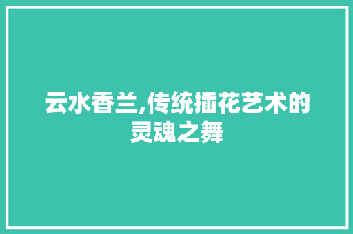 云水香兰,传统插花艺术的灵魂之舞