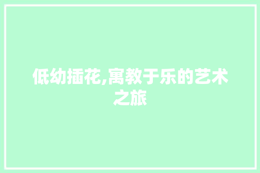 低幼插花,寓教于乐的艺术之旅