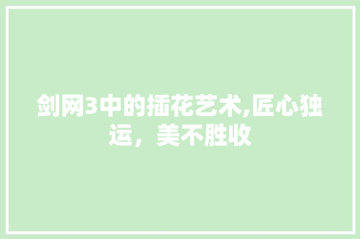 剑网3中的插花艺术,匠心独运，美不胜收