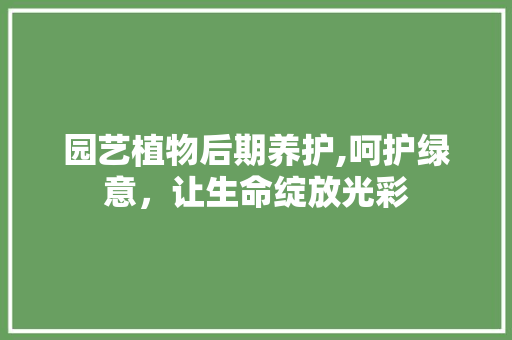 园艺植物后期养护,呵护绿意，让生命绽放光彩