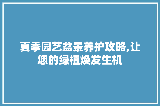 夏季园艺盆景养护攻略,让您的绿植焕发生机