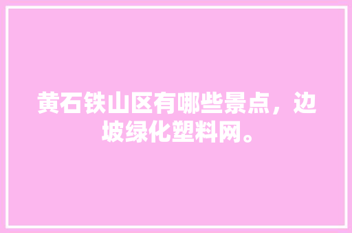 黄石铁山区有哪些景点，边坡绿化塑料网。