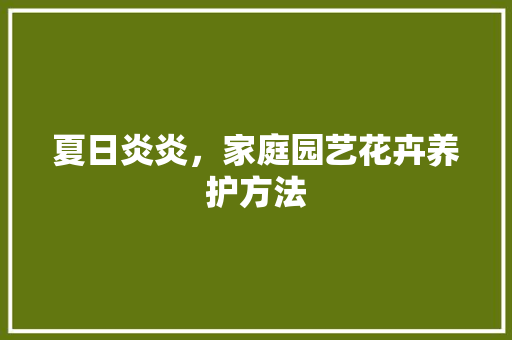 夏日炎炎，家庭园艺花卉养护方法