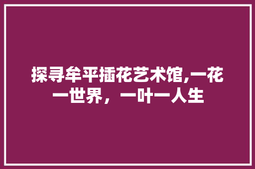 探寻牟平插花艺术馆,一花一世界，一叶一人生