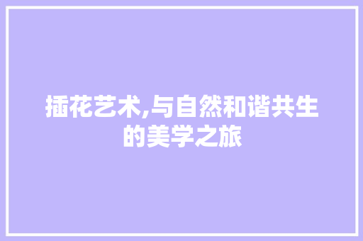 插花艺术,与自然和谐共生的美学之旅