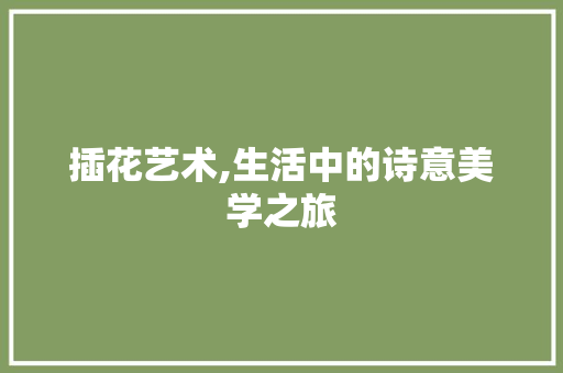 插花艺术,生活中的诗意美学之旅