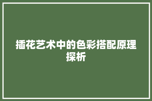 插花艺术中的色彩搭配原理探析