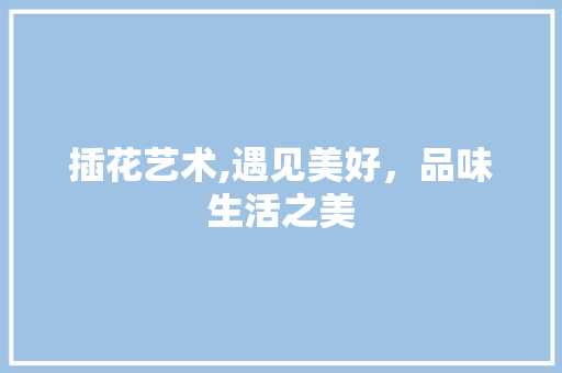 插花艺术,遇见美好，品味生活之美