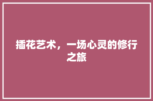 插花艺术，一场心灵的修行之旅