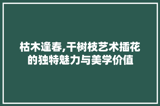 枯木逢春,干树枝艺术插花的独特魅力与美学价值