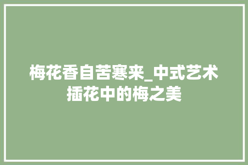 梅花香自苦寒来_中式艺术插花中的梅之美