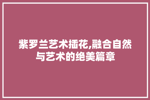 紫罗兰艺术插花,融合自然与艺术的绝美篇章