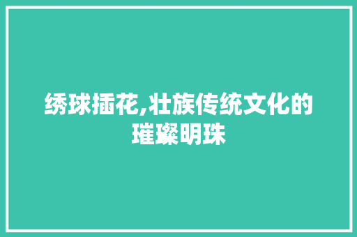绣球插花,壮族传统文化的璀璨明珠