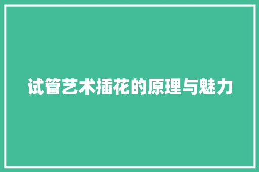 试管艺术插花的原理与魅力