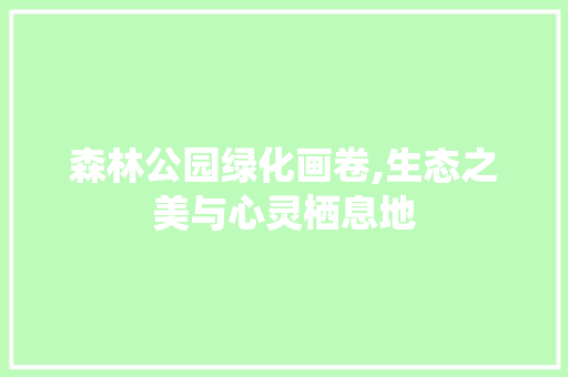 森林公园绿化画卷,生态之美与心灵栖息地