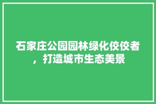 石家庄公园园林绿化佼佼者，打造城市生态美景