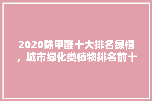 2020除甲醛十大排名绿植，城市绿化类植物排名前十。