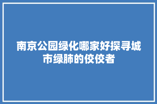 南京公园绿化哪家好探寻城市绿肺的佼佼者 种植技术