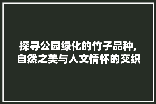 探寻公园绿化的竹子品种,自然之美与人文情怀的交织