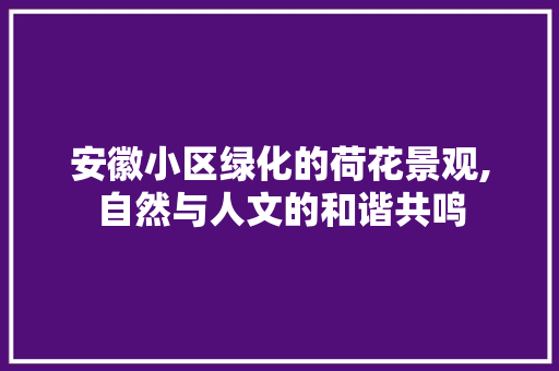 安徽小区绿化的荷花景观,自然与人文的和谐共鸣