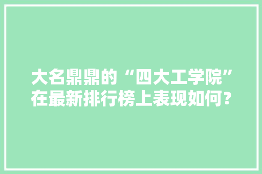 大名鼎鼎的“四大工学院”在最新排行榜上表现如何？谁更强，绿化类的基金公司排名榜最新。